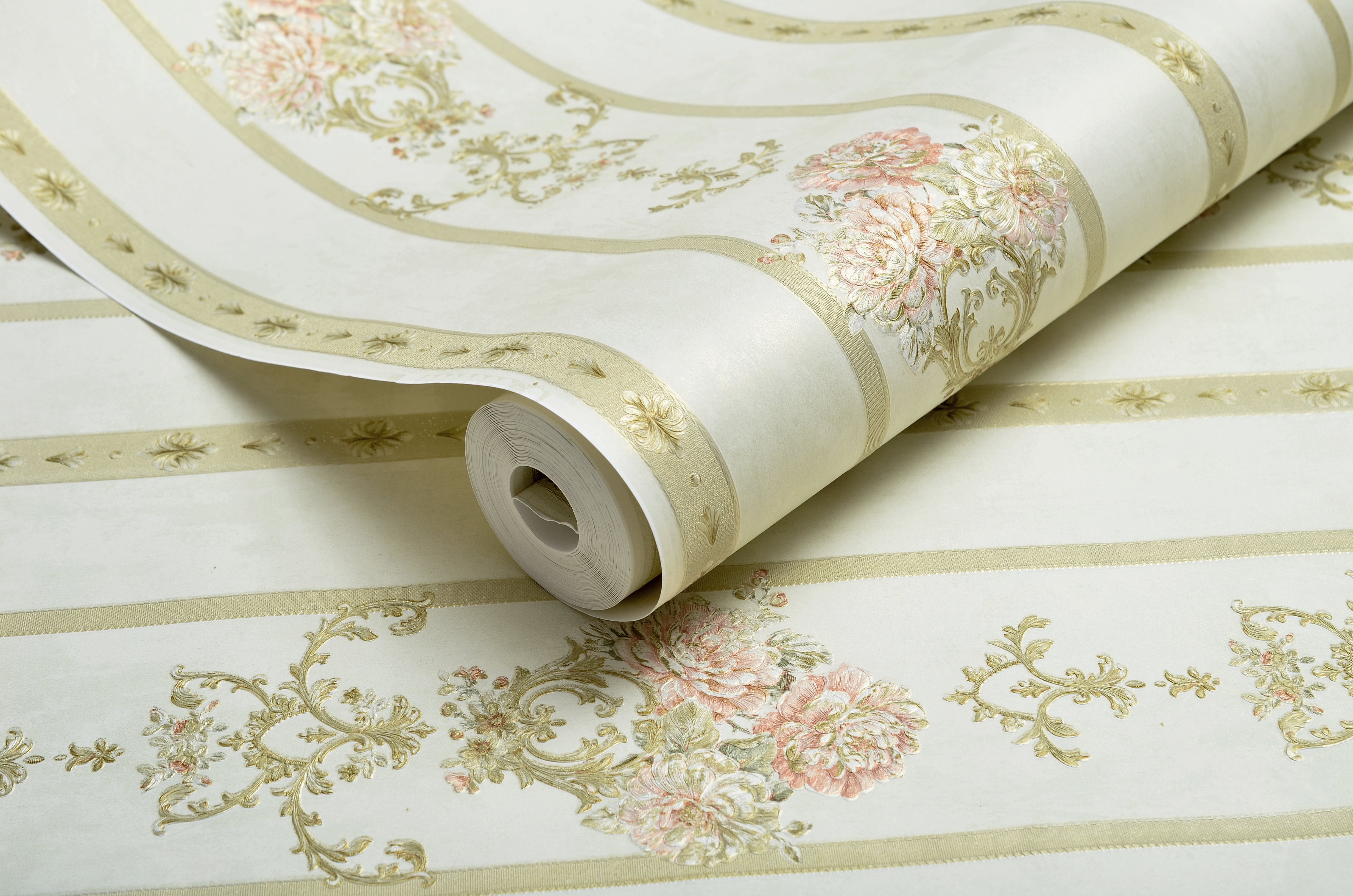 Non-Woven Wallpaper Royal Ribbon – Soft Beige – 0.53 x 10m