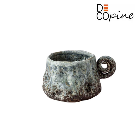 Handmade Japanese Wabi-Sabi Espresso Cup – Blue Ceramic – 90ml