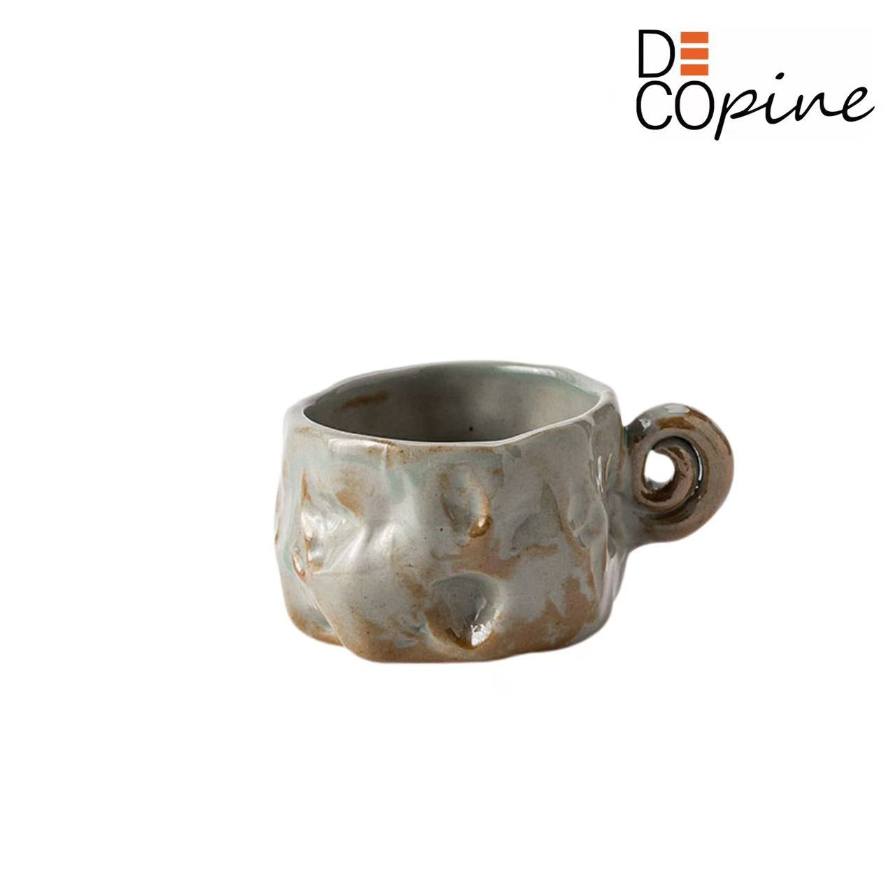 Handmade Wabi-Sabi Espresso Cup – Grey Ceramic – 50ml | Decopine