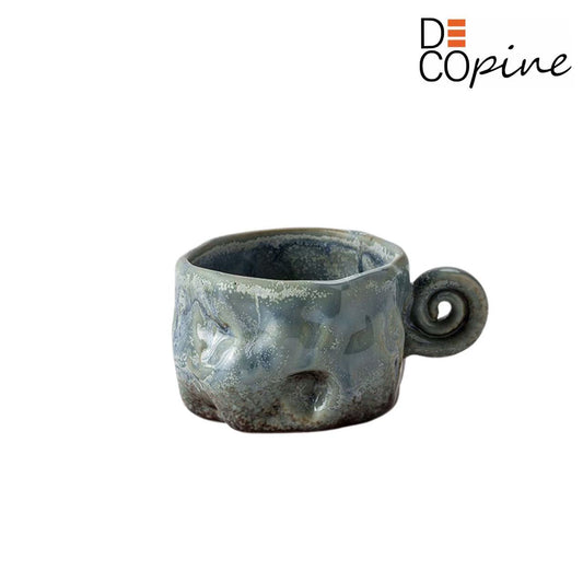 Handcrafted Ceramic Espresso Cup – 50ml – Blue Wabi-Sabi Style
