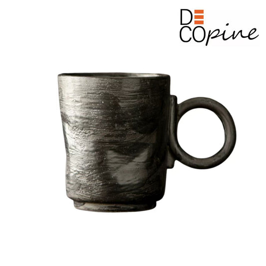 Tasse à Café en Céramique Artisanale – Style Wabi-Sabi – 150 ml – Noire – DECOPINE