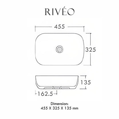 Vasque à Poser Carrée Arrondie RIVÉO – 455 × 325 mm – Avec Bonde