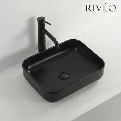 Vasque à Poser Carrée Arrondie RIVÉO – 500 × 400 mm – Avec Bonde