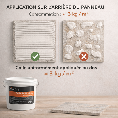 Colle de Montage Professionnelle - Spéciale panneaux muraux souples en pierre naturelle – 10 kg