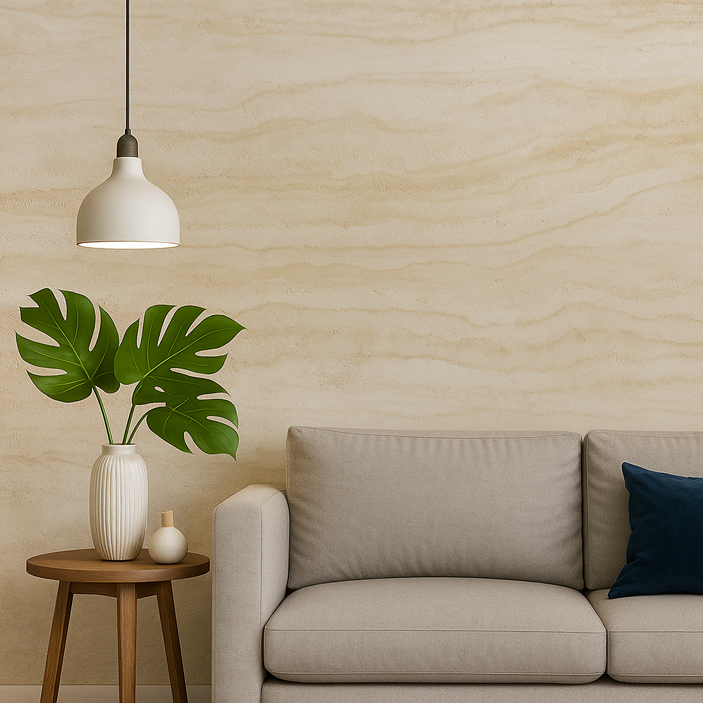 Natural Stone Flexible Wall Panel – Light Sand Travertine Effect – 60×120 cm – Lot of 4 – B01TB01