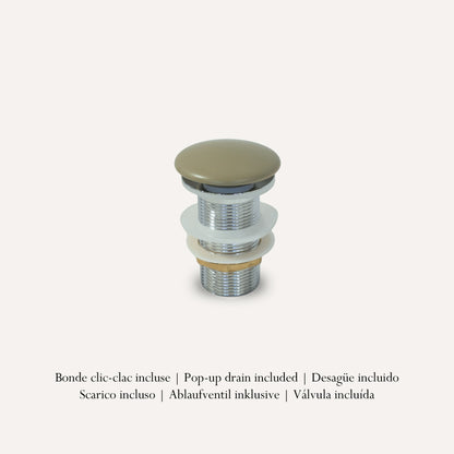 Vasque à Poser Carrée Arrondie Vert Sauge Clair RIVÉO – 365 × 365 mm – Avec Bonde