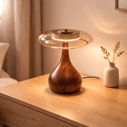 Lampe de Table en Frêne & Verre Cognac – ÉLOISE01 – Decopine (Disponible en précommande)