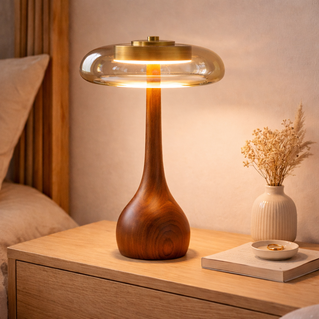Tall Ash & Cognac Glass Table Lamp – ÉLOISE02 – Decopine (Available for pre-order)