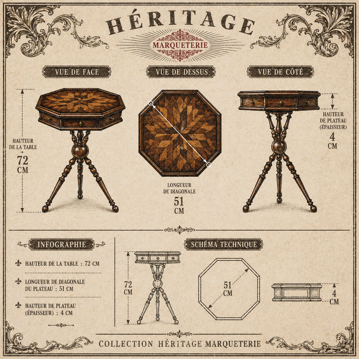 Pre-order — HERITAGE MARQUETERIE | Walnut table — Limited Edition