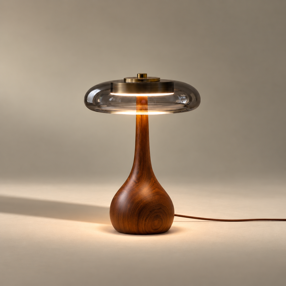Tall Ash & Smoked Grey Glass Table Lamp – ÉLOISE02 – Decopine