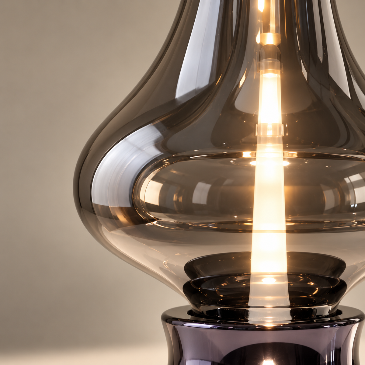 Dimmable Smoked Glass LED Table Lamp