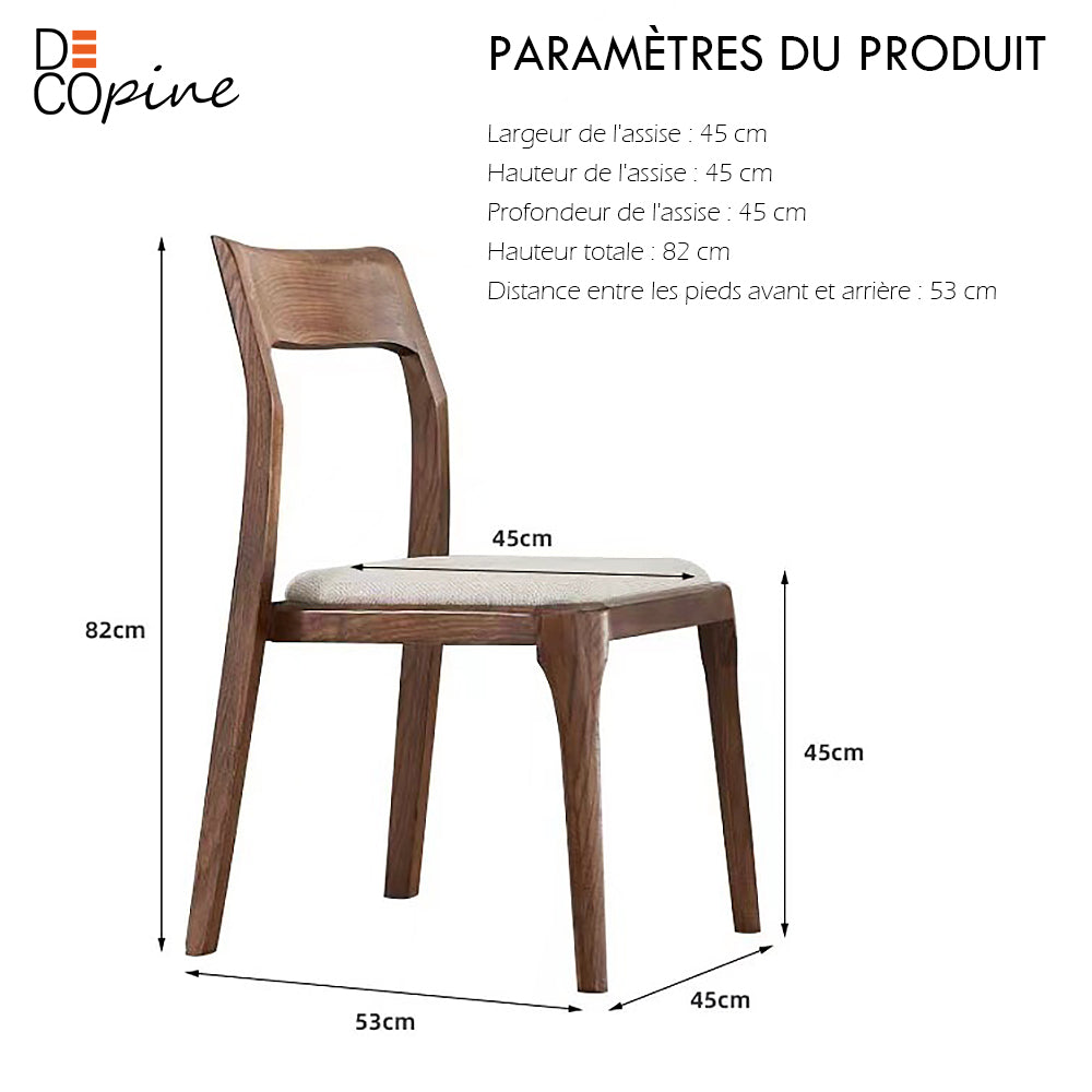 Chaise de Salle à Manger – Échantillon Showroom DECOPINE – Bois de Frêne & Tissu Beige