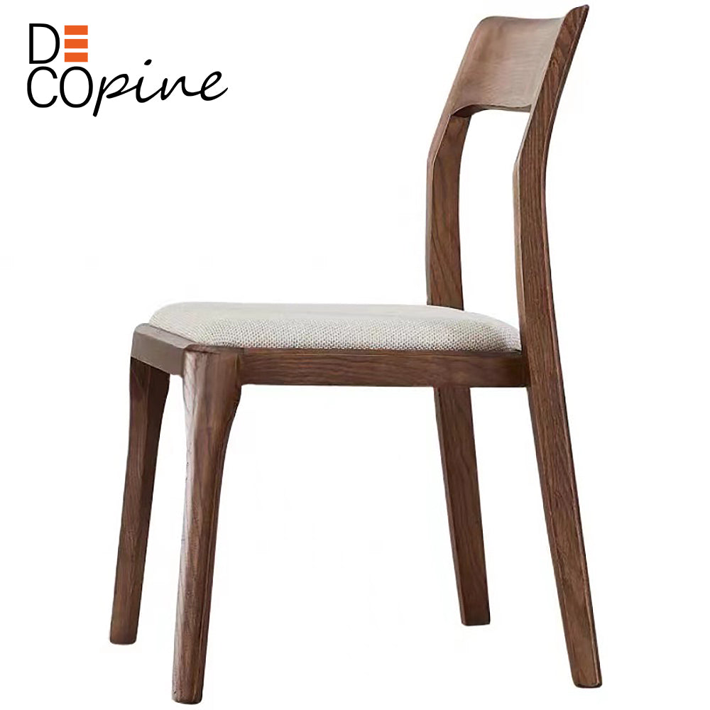 Dining Chair - DECOPINE - Ash Wood - Minimalist Design - Beige Fabric Seat - Optimal Comfort