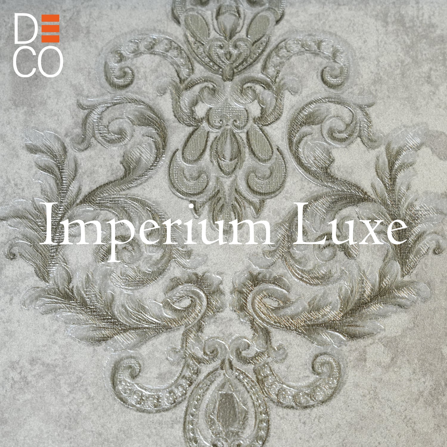 Decopine Imperium Luxe Vliestapete – Silbernes Medaillonmuster – 0,53 x 10 m – Ohne Kleber