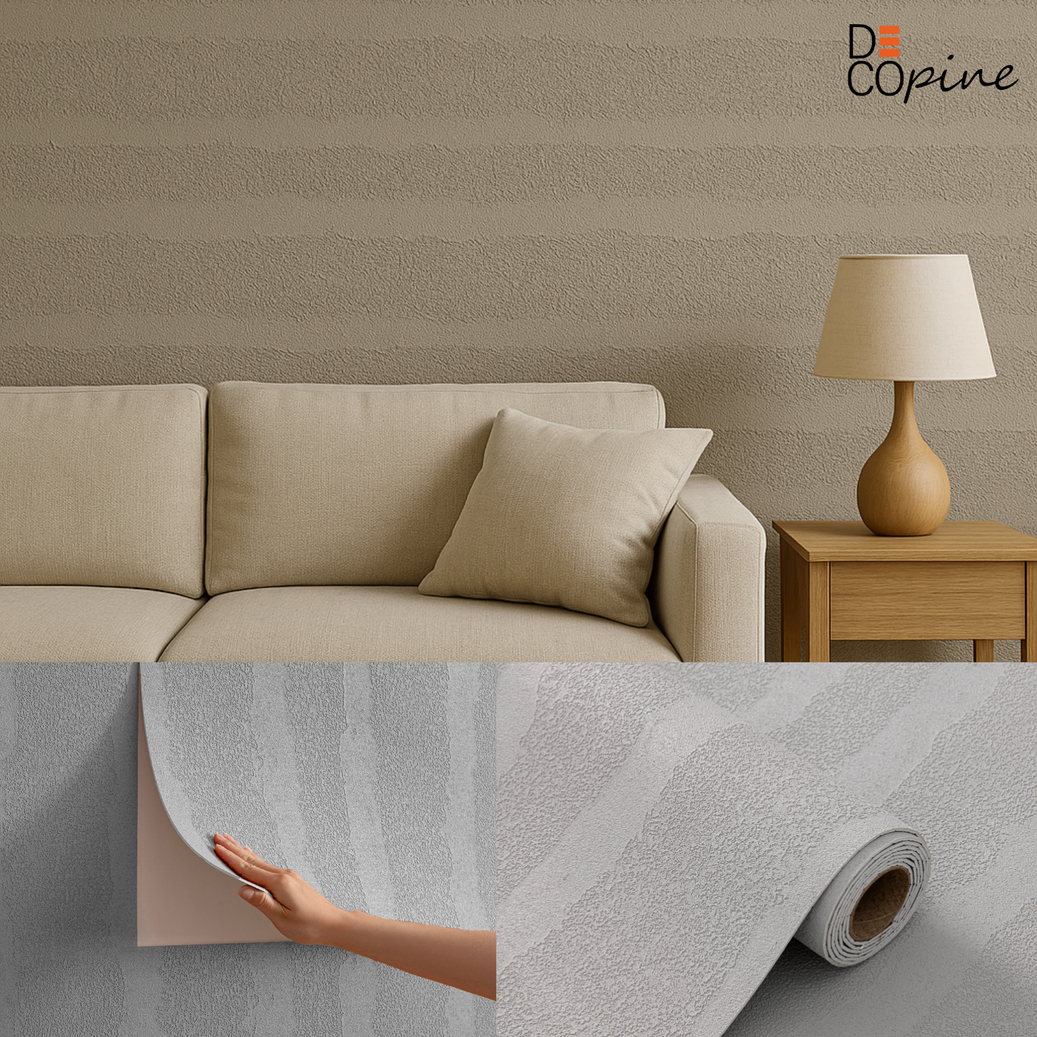 3D Self-Adhesive Wallpaper – Embossed Texture – Grey – 60×280 cm