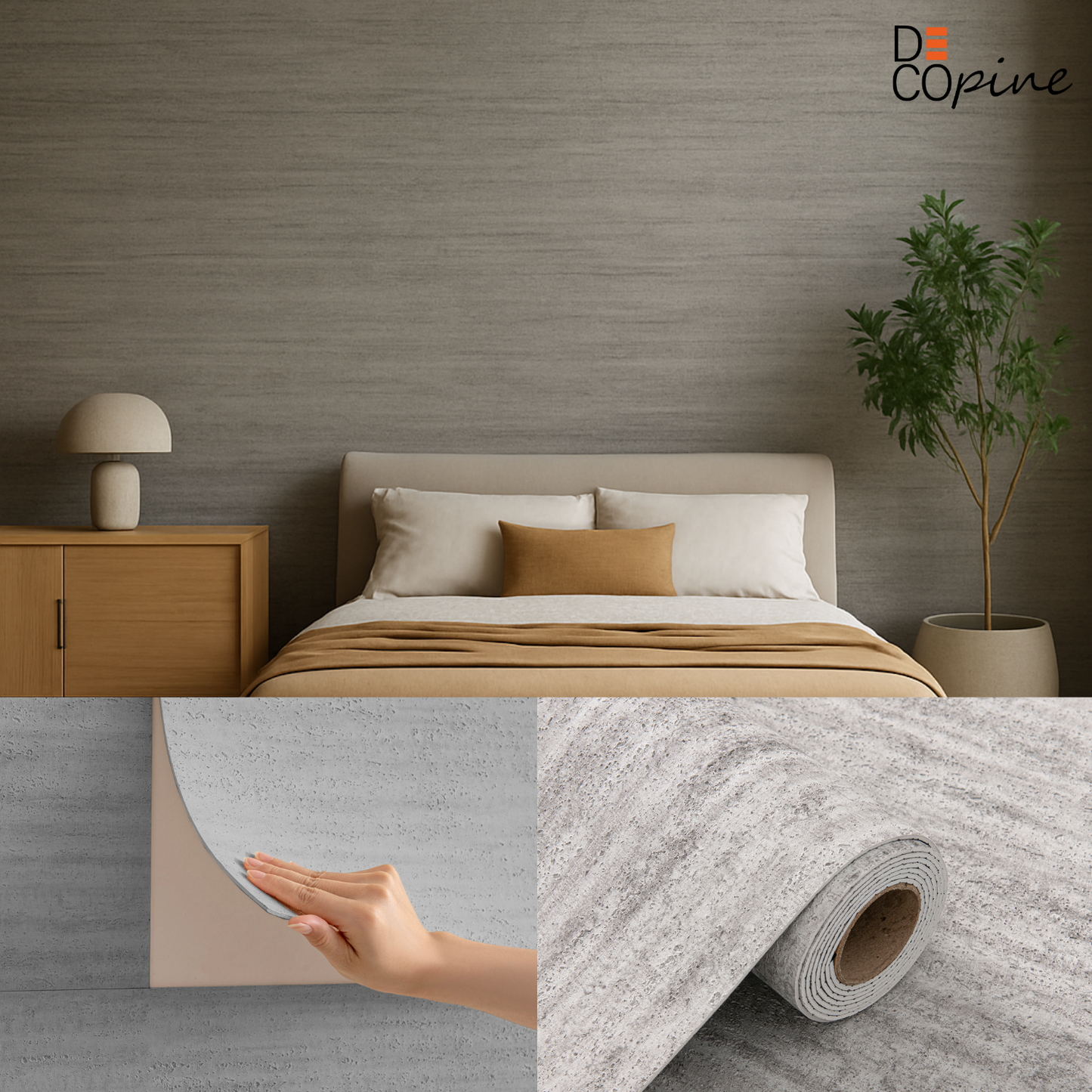 Papier Peint Auto-adhésif Effet Travertin – Gris Minéral – 60×280 cm