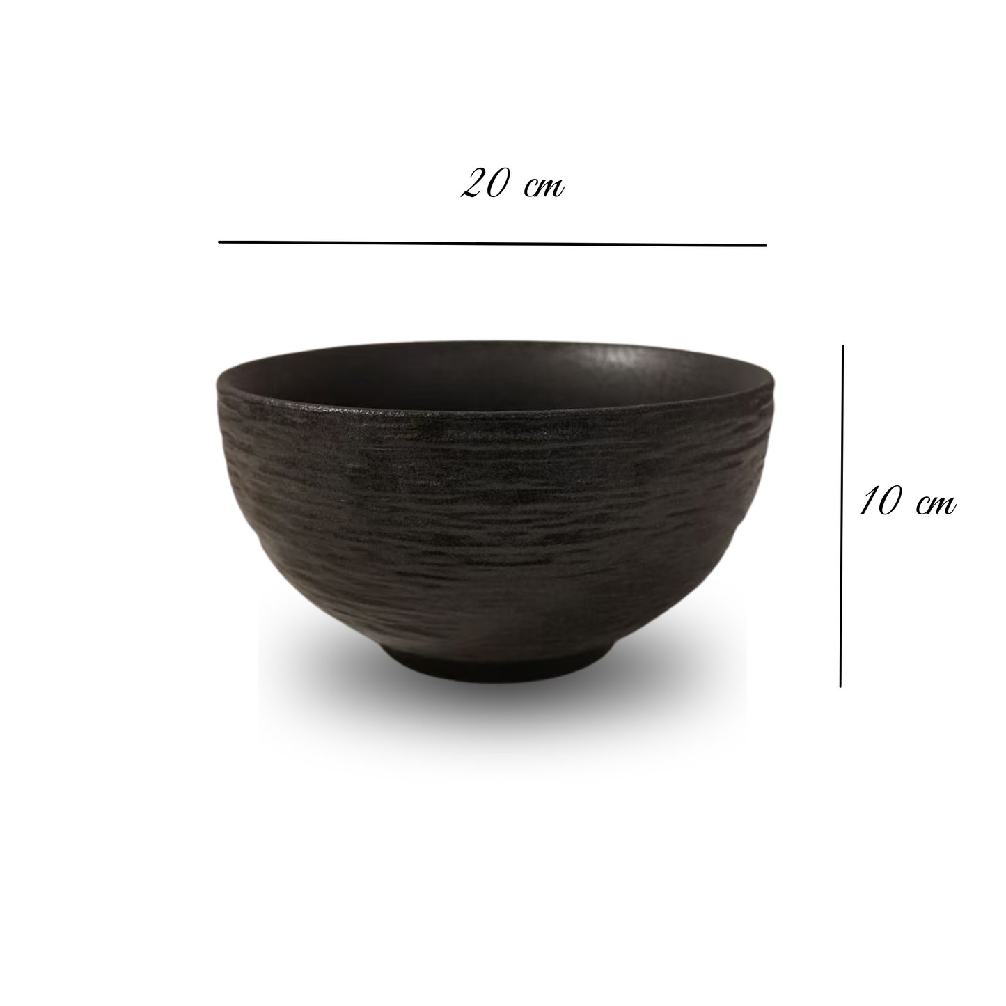 Bol en céramique artisanale noir nuancé effet encre – Ø20 cm | Decopine