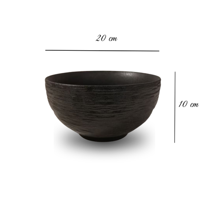 Bol en céramique artisanale noir nuancé effet encre – Ø20 cm | Decopine