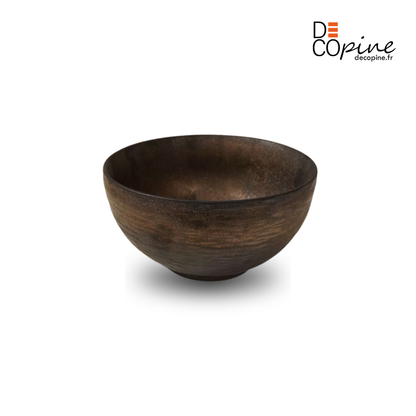Bol en céramique artisanale doré nuancé effet encre – Ø20 cm | Decopine