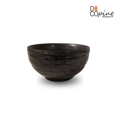 Bol en céramique artisanale noir nuancé effet encre – Ø20 cm | Decopine