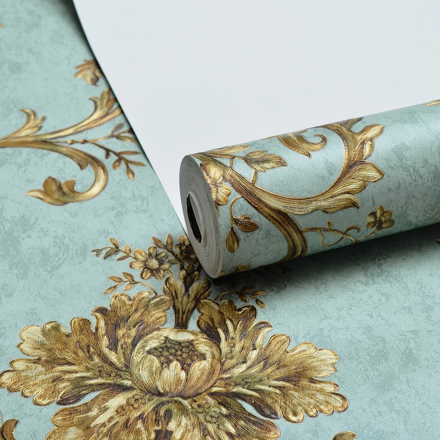Maison d'Or Non-Woven Wallpaper – 3D Floral Decor Blue Green – 0.53 x 10m – No Glue