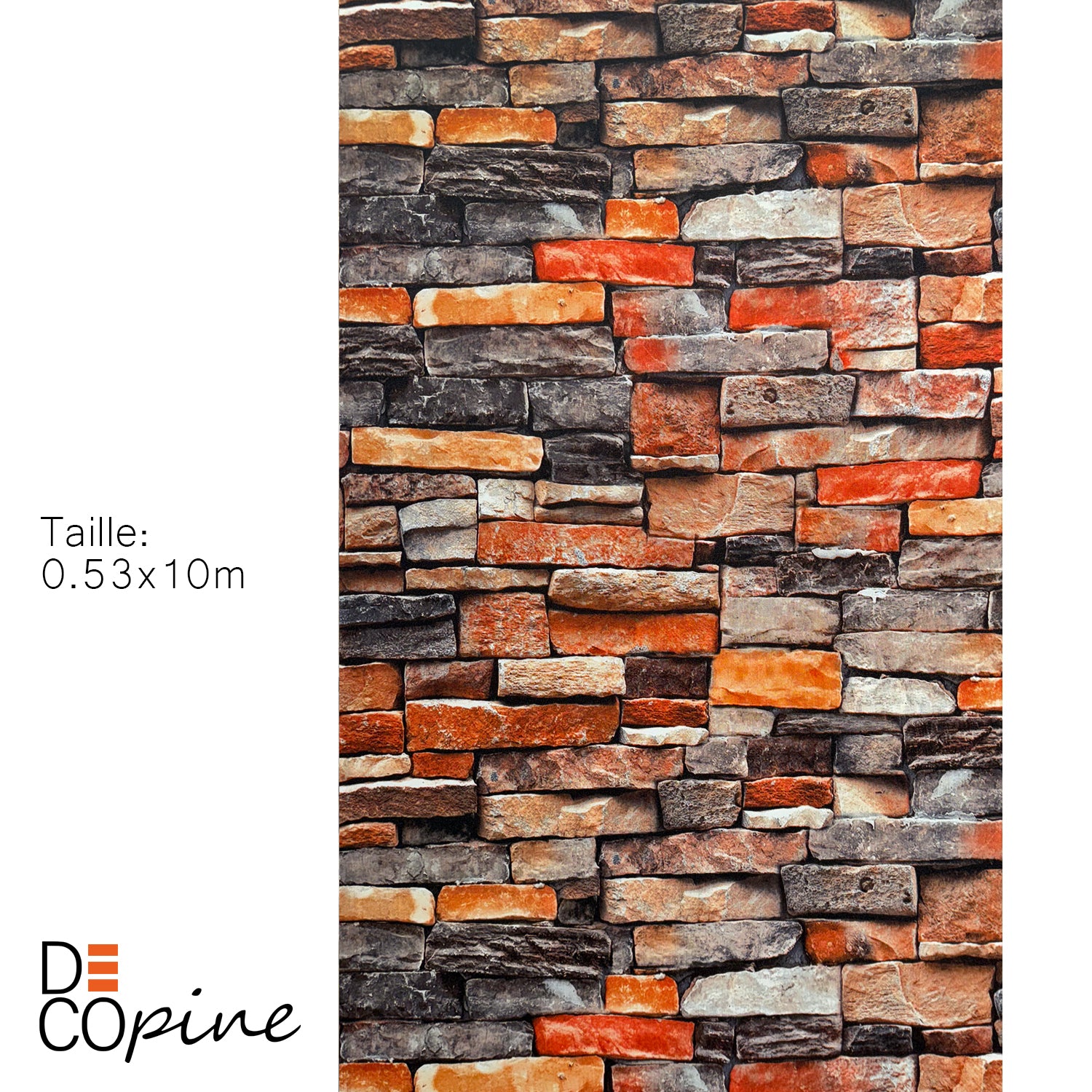 Industrial Brick Effect Wallpaper – Red & Grey – 0.53 x 10m