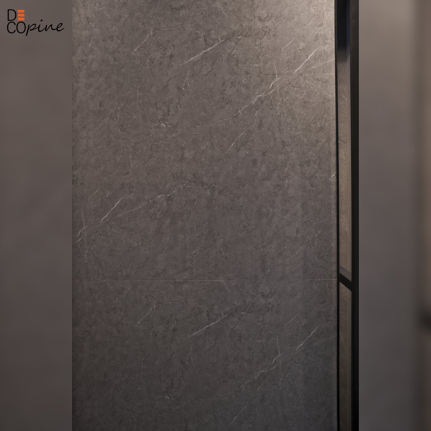 Panneau mural décoratif en PVC Decopine – Finition mate effet pierre grise – 65×120 cm (Lot de 4, 3,12 m²)