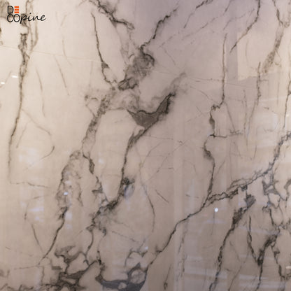 Panneau mural décoratif effet marbre blanc brillant – 65×120 cm (Lot de 4, 3,12 m²)