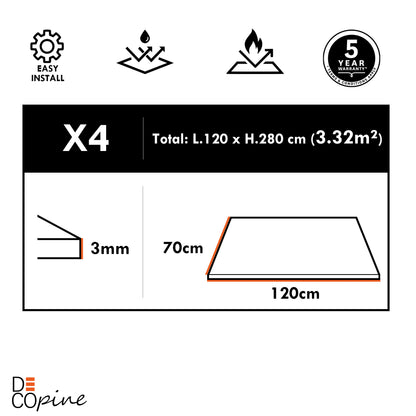Panneau mural décoratif effet pierre en relief – 70×120 cm (Lot de 4, 3,36 m²)