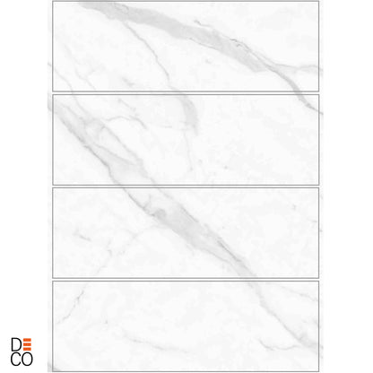 Panneau mural décoratif effet marbre blanc mat – 65×120 cm (Lot de 4, 3,12 m²)