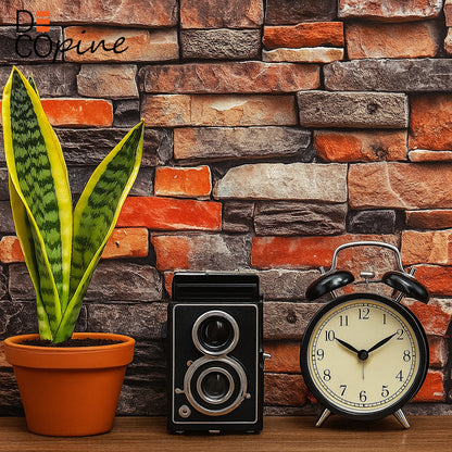 Papier Peint Effet Brique Industrielle – Rouge & Gris – 0,53 x 10m – Pose Facile