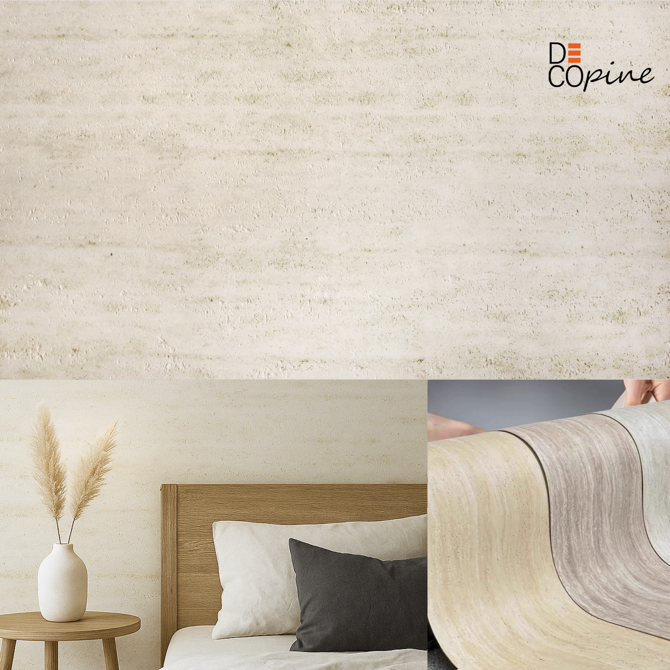 Flexible Natural Stone Wall Panel – Light Travertine Effect – 60×120 cm – Pack of 4 – Decopine -B01TB03