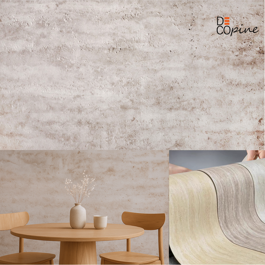 Panneau Mural Souple en Pierre Naturelle – Effet Travertin Beige Grisé – 60×120 cm – Lot de 4 – B01TB04