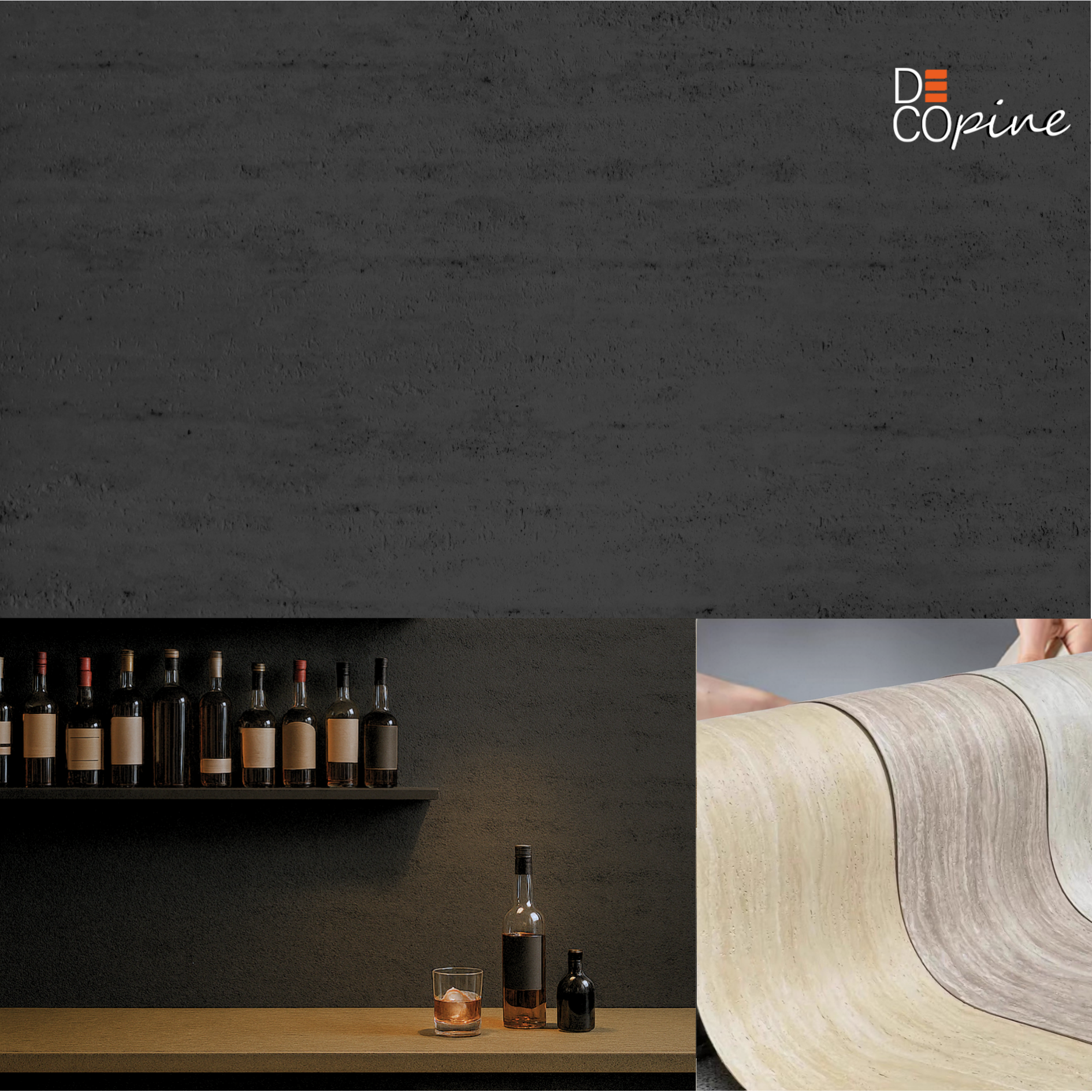 Flexible Natural Stone Wall Panel – Black Anthracite Travertine Effect – 60x120 cm – Lot of 4 – B01TB05