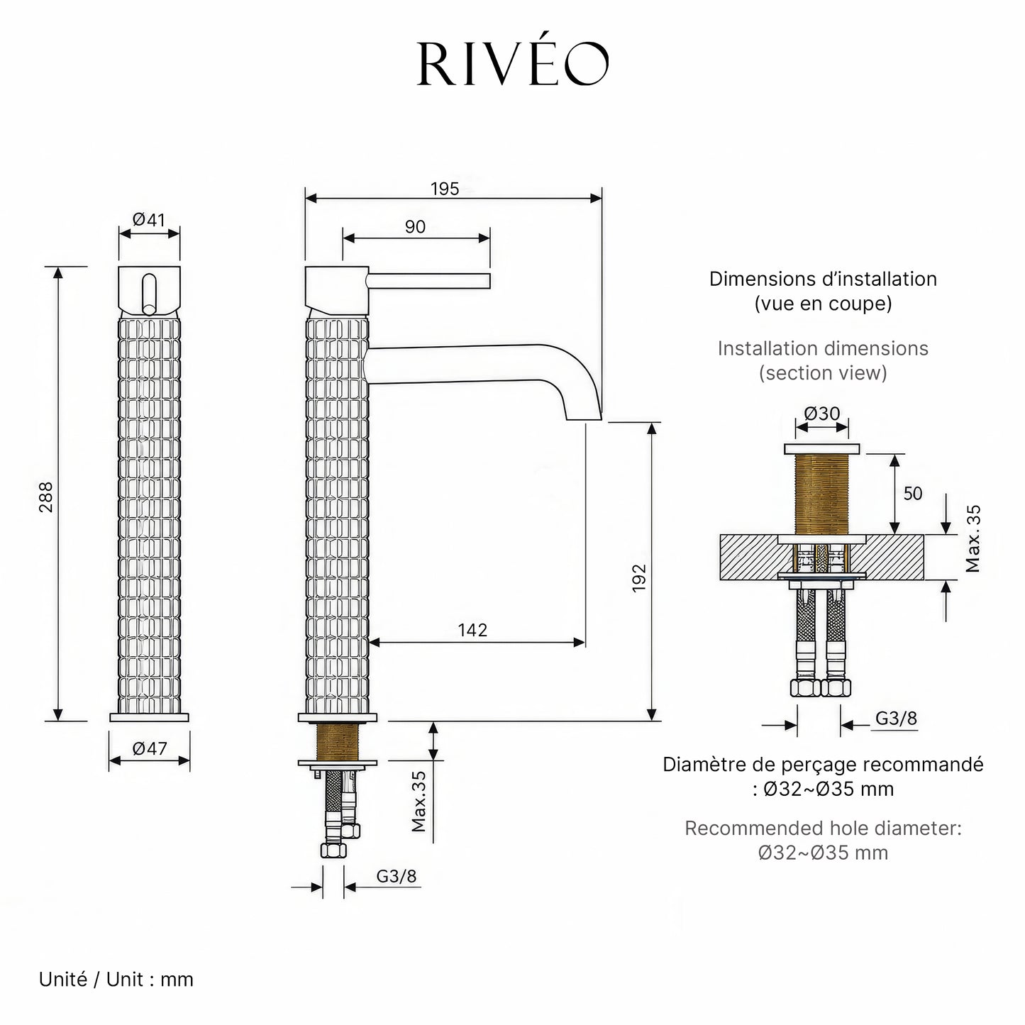Mitigeur Vasque Haut Chromé Poli RIVÉO