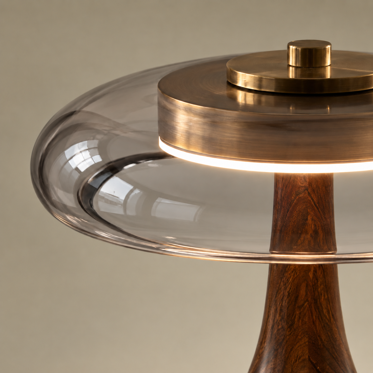Eloise Ash Wood & Grey Smoked Glass Table Lamp – ELOISE01 – Decopine (Available for pre-order)