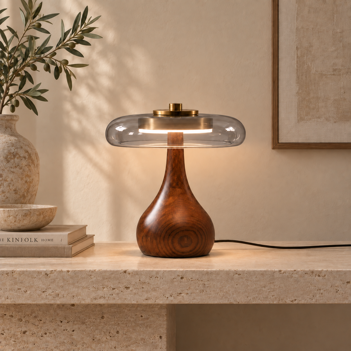 Ash & Grey Smoked Glass Table Lamp – ÉLOISE01 – Decopine