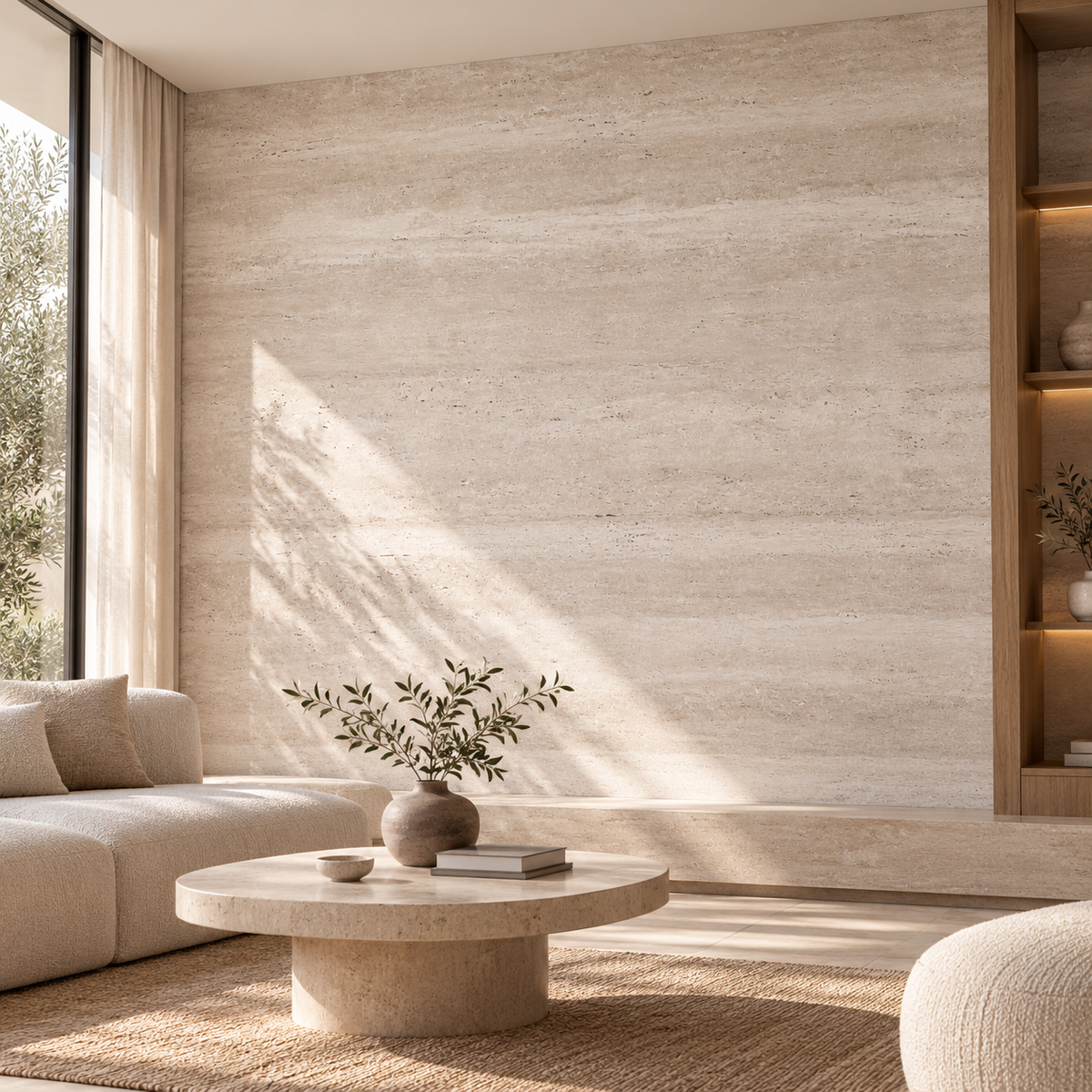 Flexible Mineral Stone Wall Panels – Roma Travertine – 60 × 120 cm – Pack of 4 – 2.88 m²