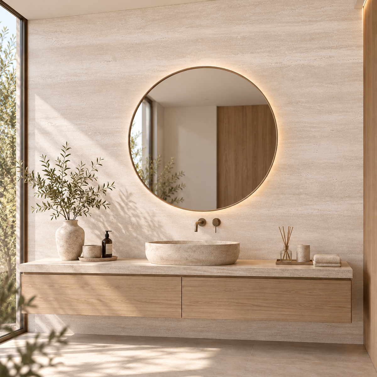 Flexible Mineral Stone Wall Panels – Roma Travertine – 60 × 120 cm – Pack of 4 – 2.88 m²