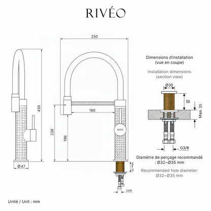 Mitigeur Cuisine Texturé Noir Mat RIVÉO