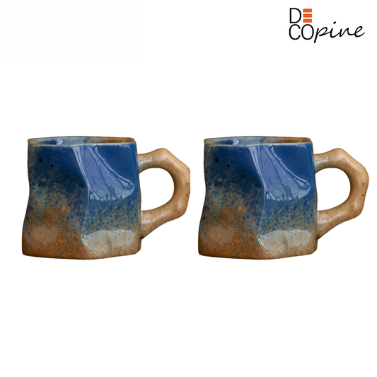 Lot de 2 Tasses en Céramique – Collection Dégradé Bleu (300 ml)