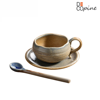 Tasse à café en céramique jaune – Fait main – 145 ml