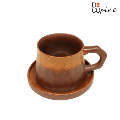 Tasse à Café en Grès Émaillé – Collection Terre Brune (300 ml)