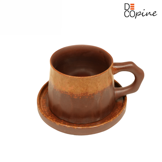 Tasse à Café en Grès Émaillé – Collection Terre Brune (300 ml)