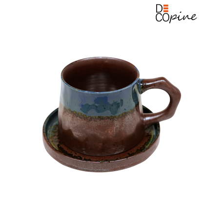 Tasse à Café en Grès Émaillé – Collection Bleu Terre (300 ml)