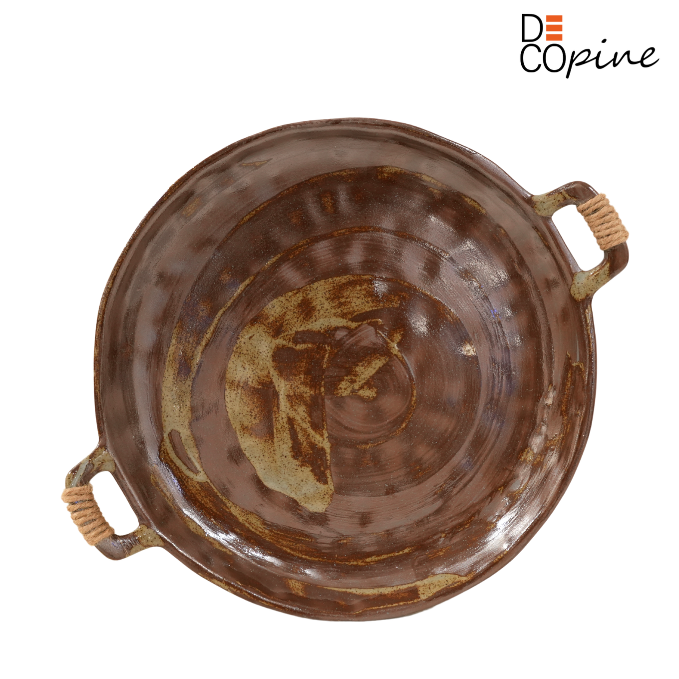 Brown ceramic platter – Handmade – 31 × 25 cm