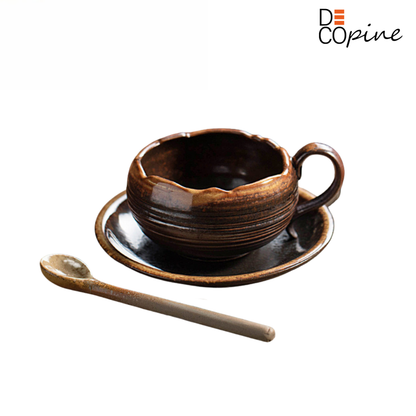 Tasse à café en céramique marron – Fait main – 145 ml