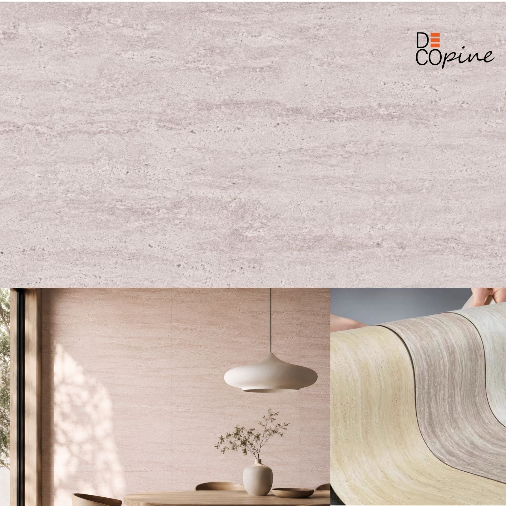 Flexible Natural Stone Wall Panel – Greyish Beige Travertine Effect – 60×120 cm – Lot of 4 – B01TB04