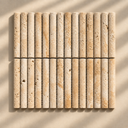Mosaïque en Travertin Naturel – Demi-Rond – Beige – 30,5 × 30 cm