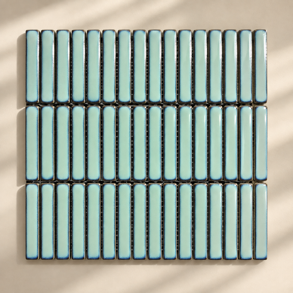 Mosaïque Émaillée Céladon à Baguettes – 28,4 × 29,6 cm